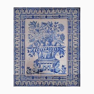 Portugiesische Azulejos Fliesenplatte mit Vasendekor, 17. Jh.