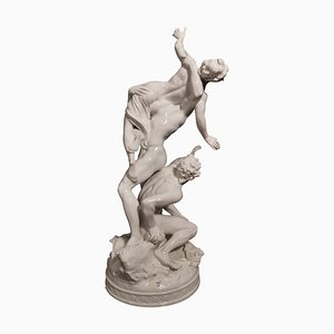 Figurine Viol De Sabine En Porcelaine, Italie, 19ème Siècle