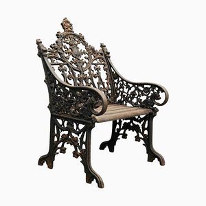 English Cast Iron and Teak Armchair or Bench, 19th Century