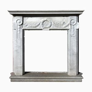 Tuscan Fireplace in White Carrara Marble, Late 19th Century