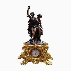 Große Uhr aus Vergoldeter Bronze von Clodion, 19. Jh.