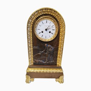 Table Clock in Patinated and Gilded Bronze, 18th Century