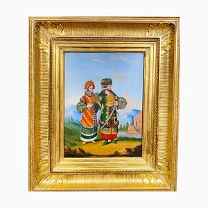 National Costumes, 19th Century, Oil on Panel, Framed