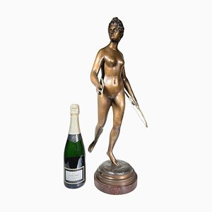 Diana die Jägerin Figur aus Bronze nach Houdon, 1880er