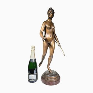 Figurine Diane Chasseresse en Bronze d'après Houdon, 1880s