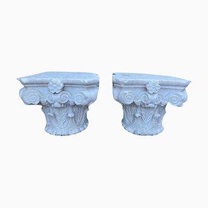 Columnas italianas de mármol de Carrara blanco, de finales del siglo XIX y principios del siglo XX. Juego de 2