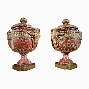 19. Jh. Pokale aus Marmor und vergoldeter Bronze, 1880er, 2er Set