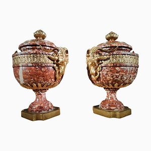 19th Century Goblets in Marble and Gilded Bronze, 1880s, Set of 2