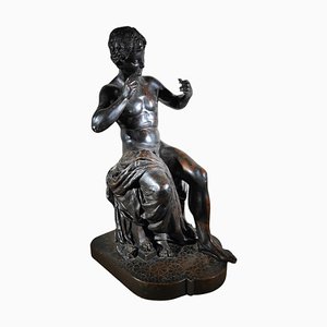 Italian Artist, Seated Youth, Patinated Copper, 1880