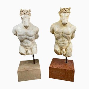 Italienischer Künstler, Minotaurus, 17. Jh., Carrara Marmor Skulpturen, 2er Set