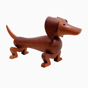 Figura de perro de teca de Kay Bojesen, años 50
