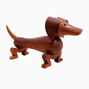 Teak Dog Figurine by Kay Bojesen, 1950s