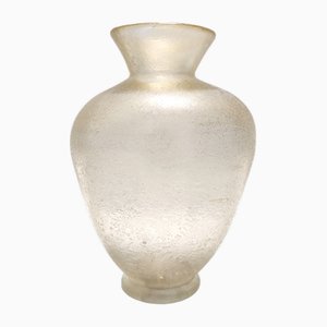 Vase Amphore Vintage en Verre de Murano Doré attribué à Flavio Poli pour Seguso, Italie, 1946