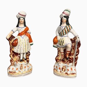 Antike viktorianische Staffordshire Highland Figuren, 1880, 2er Set