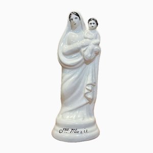 Figurine Sainte Marie en Faïence Blanche, 1900s