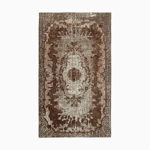 Grand Tapis Fait Main en Laine Marron Délavé, 1960s