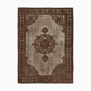 Tapis Fait Main Surteint en Laine Marron, Turquie, 1960s