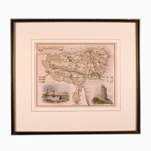 Antica mappa litografia inglese dell'isola di Thanet