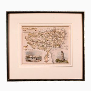 Antike englische Lithografiekarte der Insel Thanet