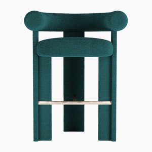 Collector Modern Fully Upholstered Cassette Bar Chair in Bouclé Ocean Blue by Alter Ego