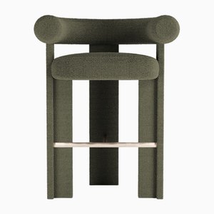 Collector Modern Fully Upholstered Cassette Bar Chair in Bouclé Olive by Alter Ego