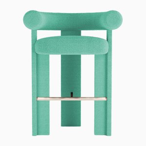 Chaise de Bar Cassette Modern Collector en Teal Bouclé par Alter Ego