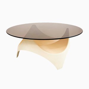 German Space Age Coffee Table with Smoked Glass Plate from Opal Furniture, 1970s