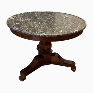 French Mahogany Gueridon Table with Marble Top
