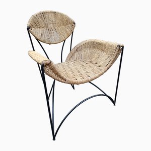 Banana Model Armchair in Iron and Wicker by Tom Dixon for Cappellini, 1970s
