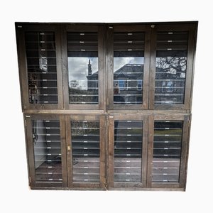 Vintage Haberdashery Style Cabinets with Glass Fronted Doors, Set of 4