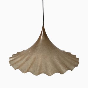 Large Fibreglass Pedant Light with Pleated Edging, 1970s