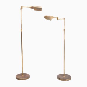 Brass Folding Arm Floor Lamps, Germany, 1970s, Set of 2