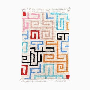 Tappeto moderno Beni Ouarain colorato astratto intrecciato a mano, Marocco, inizio XXI secolo