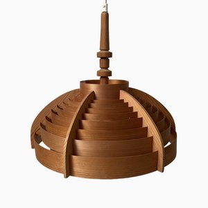 Midcentury Wooden Pendant Lamp by Hans-Agne Jakobsson, 1960s
