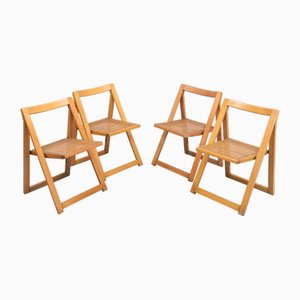 Beech Wood Folding Chairs from ZMG, 1958, Set of 4