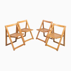 Chaises Pliantes en Hêtre de ZMG, 1958, Set de 4