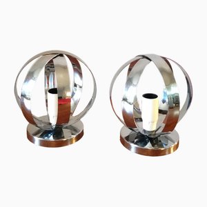 Wall Lights in Polished Stainless Steel, 1970, Set of 2