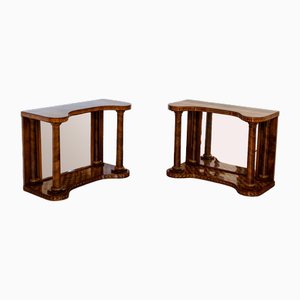 Parquetry Console Tables with Mirrors, Mid-19th Century, Set of 2