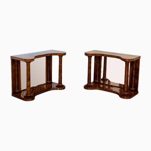 Tables Console en Parqueterie avec Miroirs, Milieu du XIXe Siècle, Set de 2