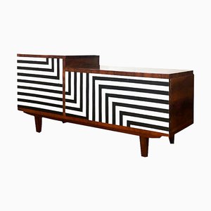 Vintage Two-Tier Cabinet with Op Art Motif, Poland, 1950s