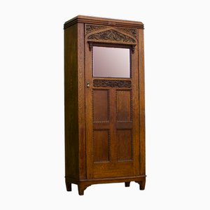 Antique Art Nouveau Oak Hall Robe Cupboard, 1910s