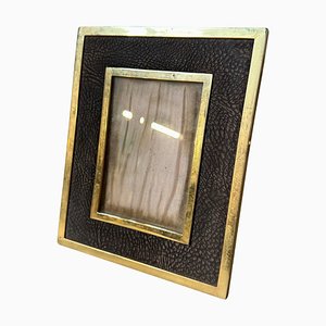 Mid-Century Italian Modern Brass and Leather Picture Frame, 1970s