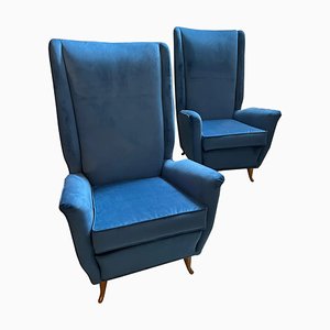 Mid-Century Modern High Back Armchairs by Gio Ponti for Isa Bergamo, 1950s, Set of 2