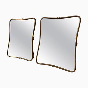 Petits Miroirs Muraux Mid-Century en Laiton dans le style de Gio Ponti, 1950s, Set de 2