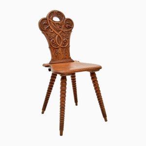 Chaise Bobbin Antique en Chêne Sculpté, 1880s