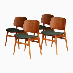 Chaises Shell Modèle 155 par Børge Mogensen pour Søborg Møbelfabrik 1950s, Set de 4