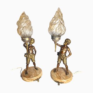 Art Nouveau Antorcher Lamps, Set of 2