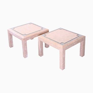 Pink Marble Mosaic Coffee Tables from Maitland Smith, 1970s, Set of 2