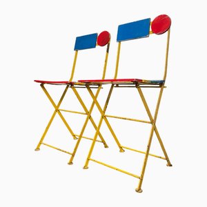 Chaises de Bistrot Postmoderne par Denis Balland pour Fermob, France, 1985, Set de 4