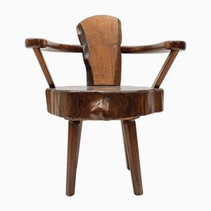 Mid-Century French Wooden Armchair attributed to Pierre Chapo, 1960s